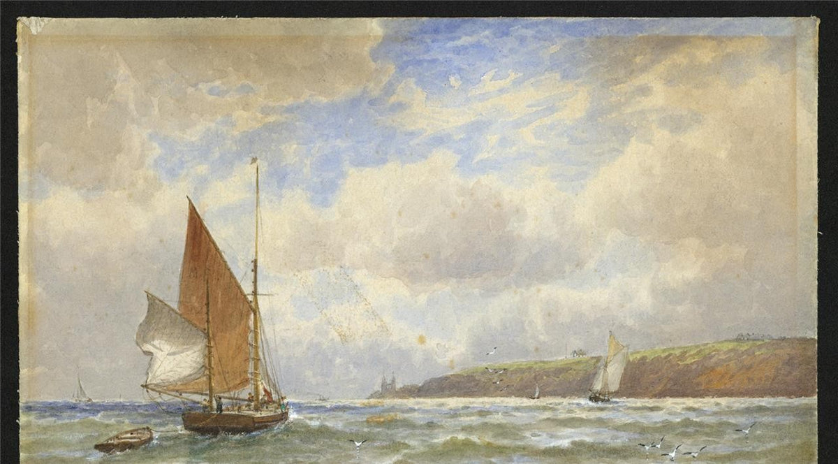 George Stanfield Walters (1838-1924) Watercolour Painting Boats Off Coast7