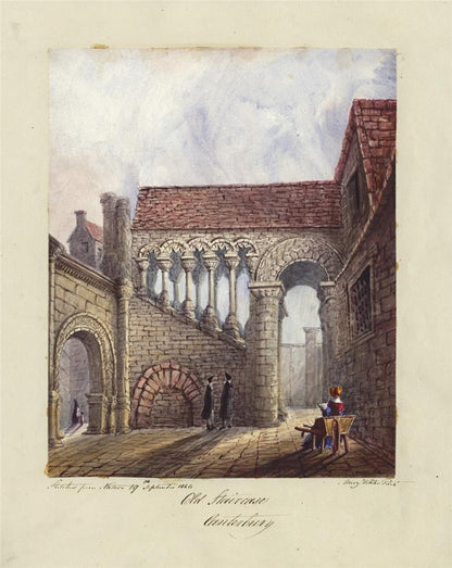 Mary Webster (1794-1883) Watercolour Painting - Old Staircase Canterbury 18469