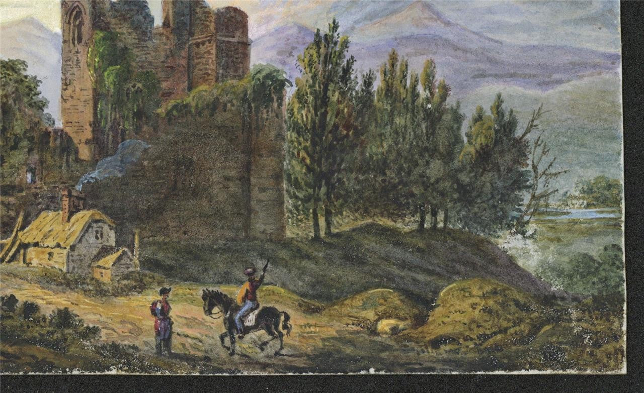Thirlwall Castle Northumberland - Small Watercolour Painting - 19th Century6