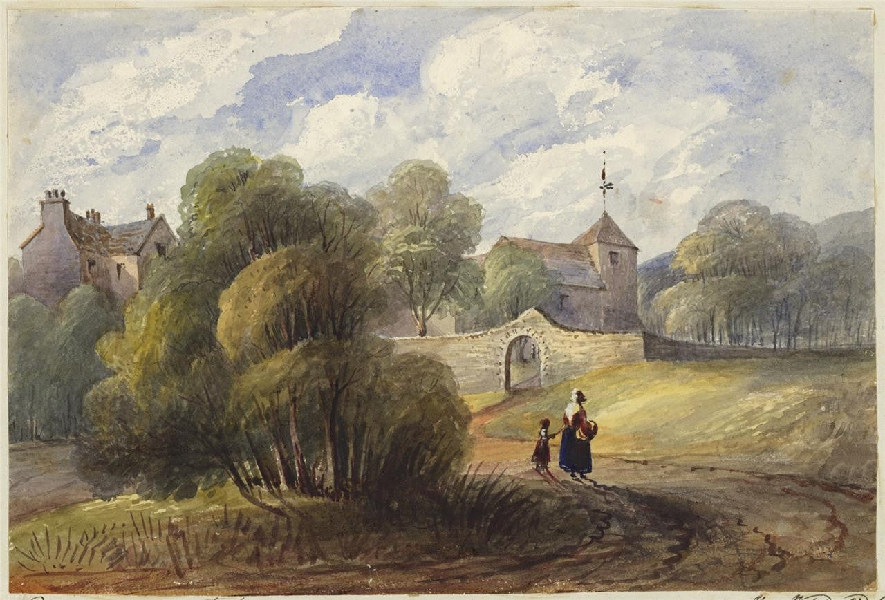 Mary Webster (1794-1883) - Watercolour Painting - Ovingdean Church Brighton 18380