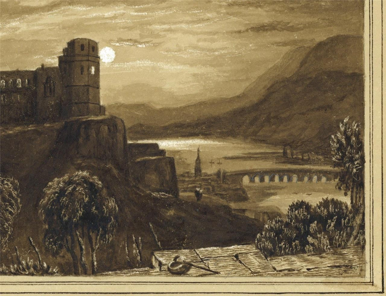 After Clarkson Stanfield Heidelberg Castle Watercolour Painting - 19th Century3