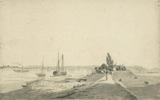 James Wilcox (1778-1865) Watercolour Painting Isle of Dogs Greenwich London 18430