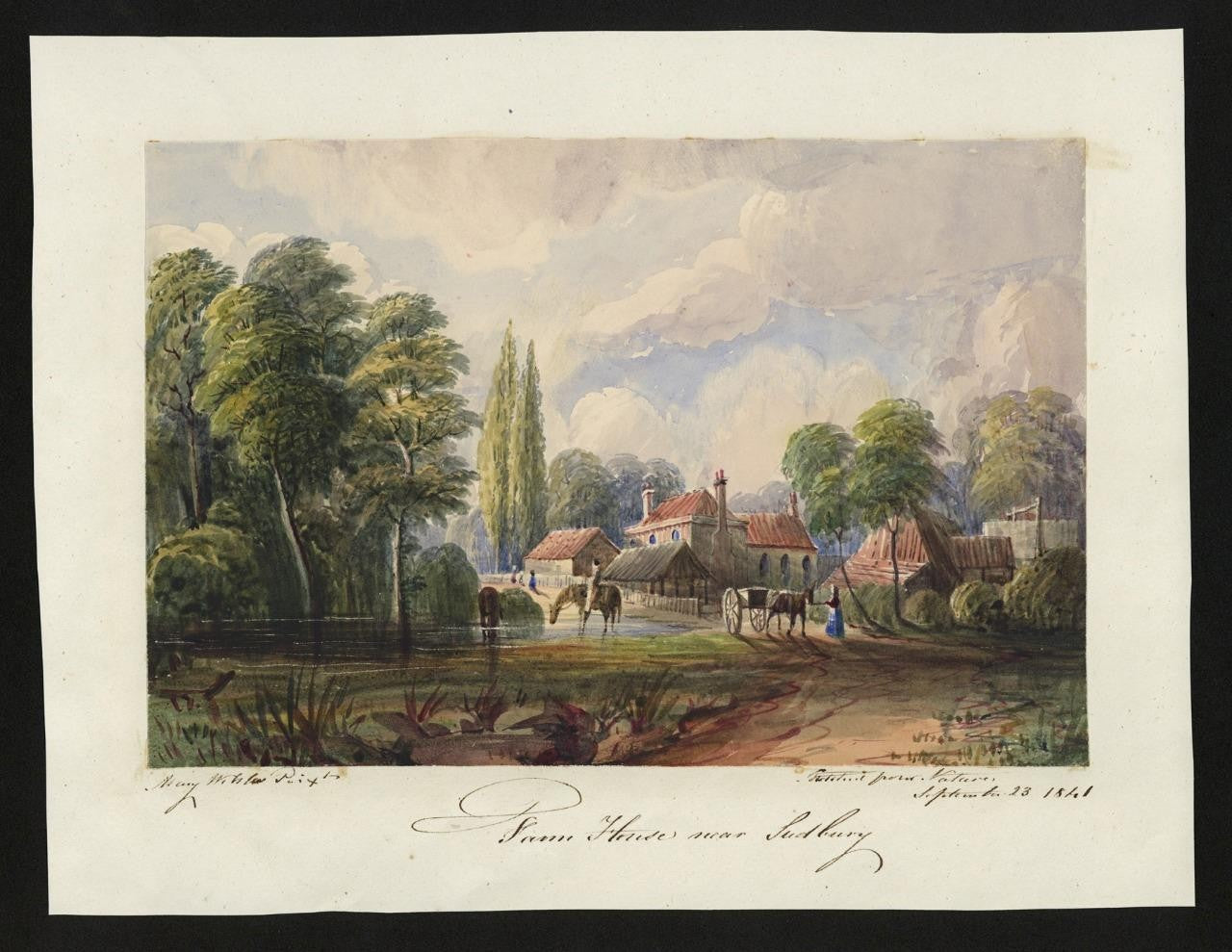Mary Webster (1794-1883) Watercolour Painting Farm Near Sudbury London 18411