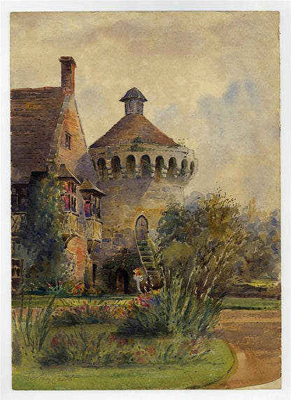Arthur Herbert Hussey (1863-1923) Watercolour Painting - Scotney Castle, Kent2