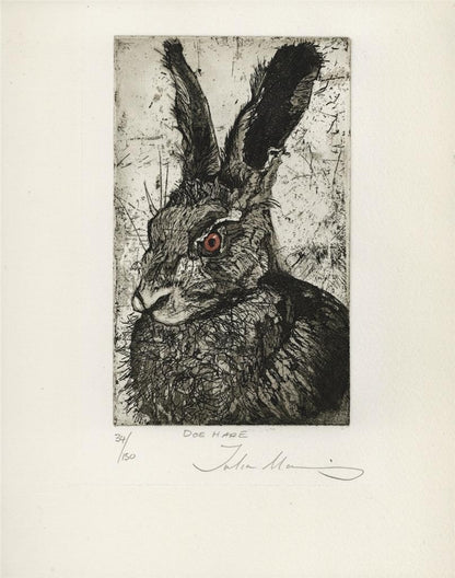 Julia Manning RE - Pencil Signed Etching - Doe Hare4
