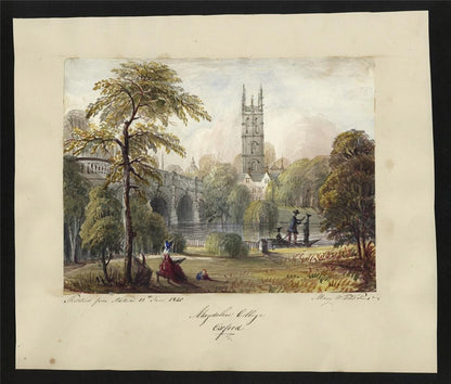 Mary Webster (1794-1883) Watercolour Painting - Magdalen College Oxford 18401