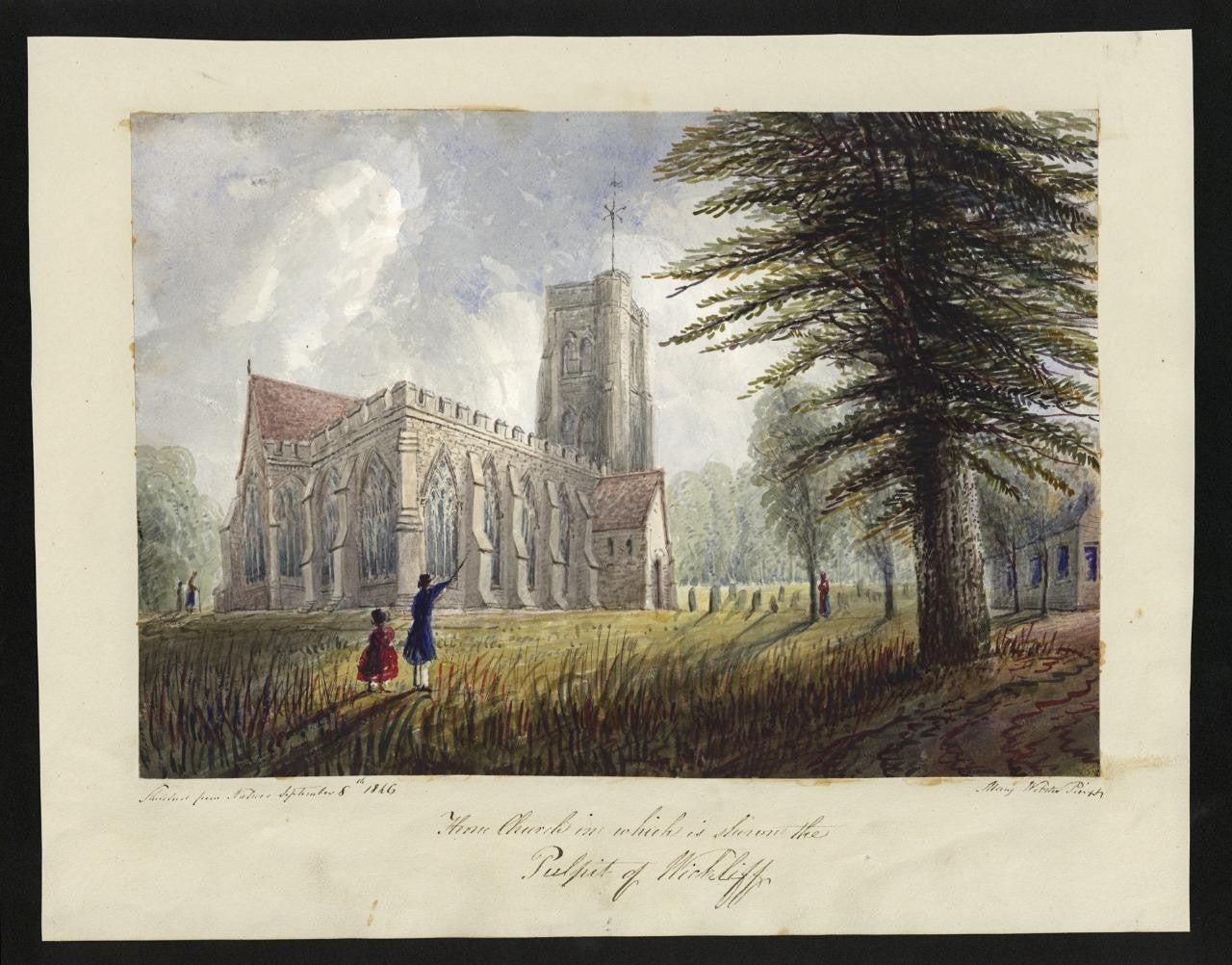 Mary Webster (1794-1883) - Watercolour Painting - Herne Church 18461