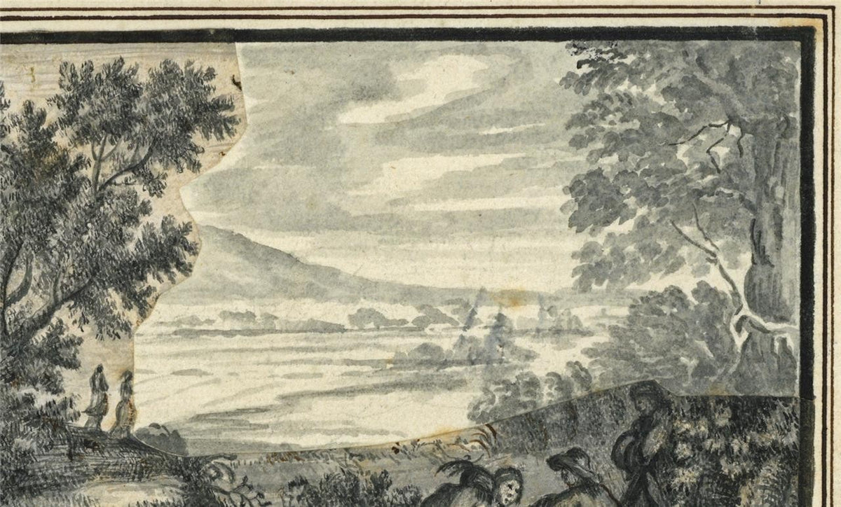 Figures In Landscape Small Watercolour Painting - Late 18th / Early 19th Century4