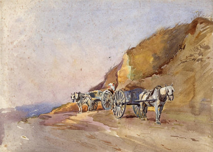 Alfred Crowdy Lovett (1862-1919) Watercolour Painting - Horses & Carts On Coast0