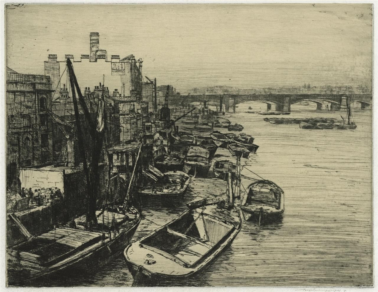 Mortimer Menpes (1855-1938) - Pencil Signed Etching - The River Thames London0