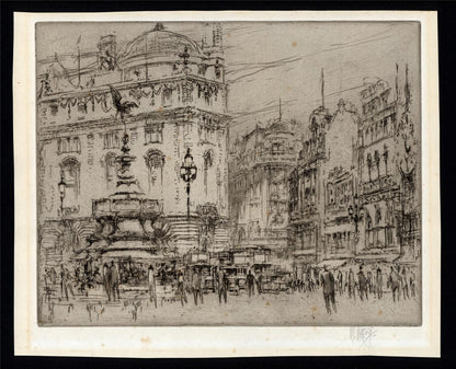 William Walcot (1874-1943) Pencil Signed Etching Piccadilly Circus London1