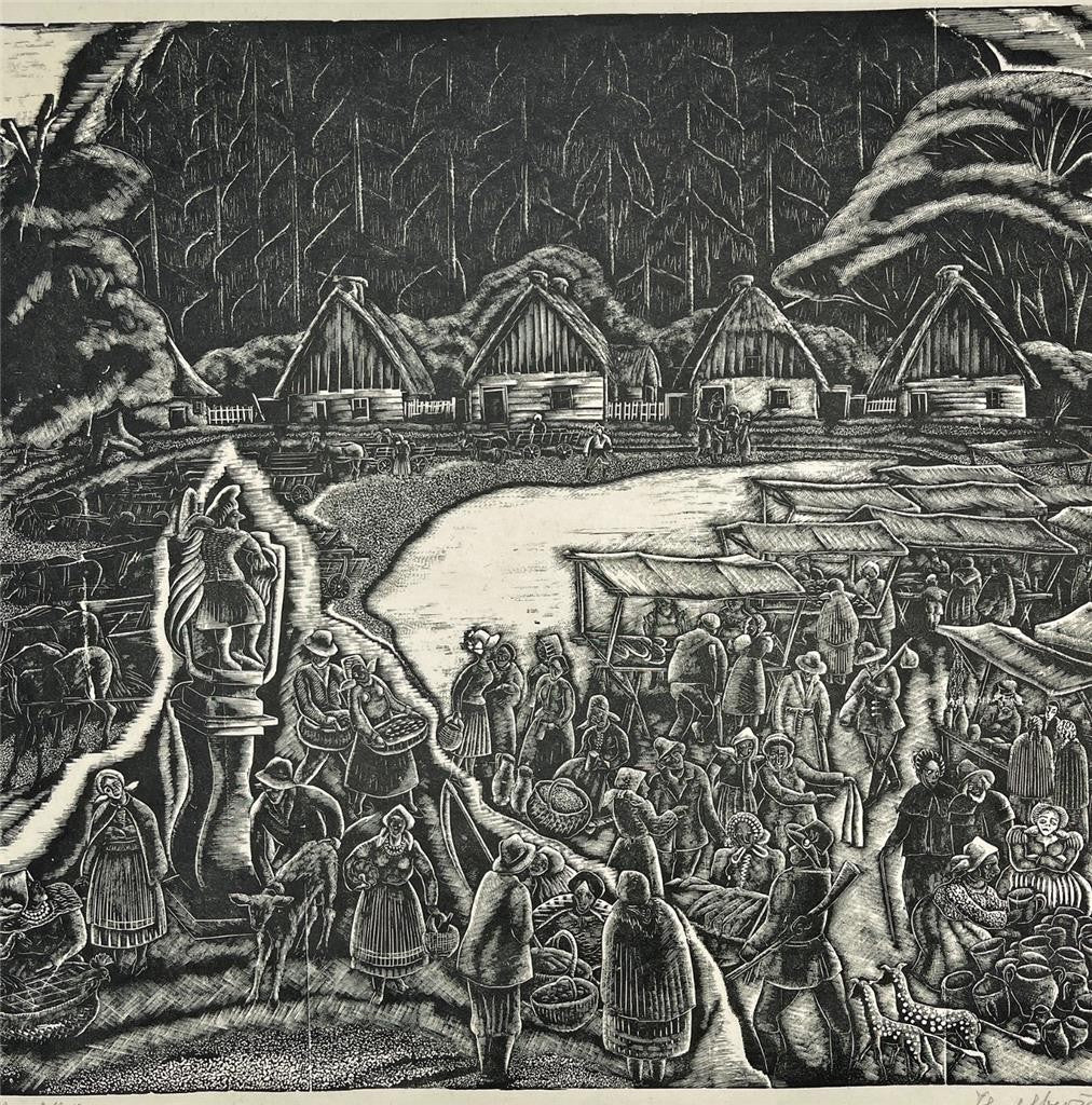 Stefan Mrozewski (1894-1975) Woodcut Signed In Pencil - Village In Poland - 19325