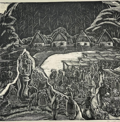 Stefan Mrozewski (1894-1975) Woodcut Signed In Pencil - Village In Poland - 19325