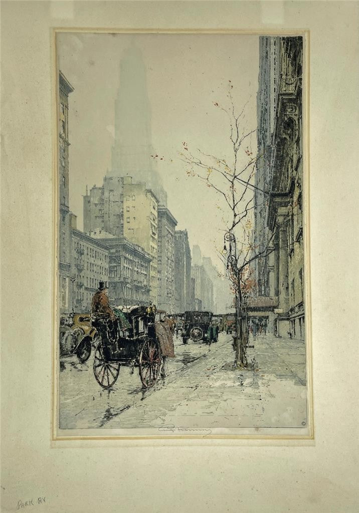 Luigi Kasimir (1881-1962) Pencil Signed Etching Park Avenue New York USA3