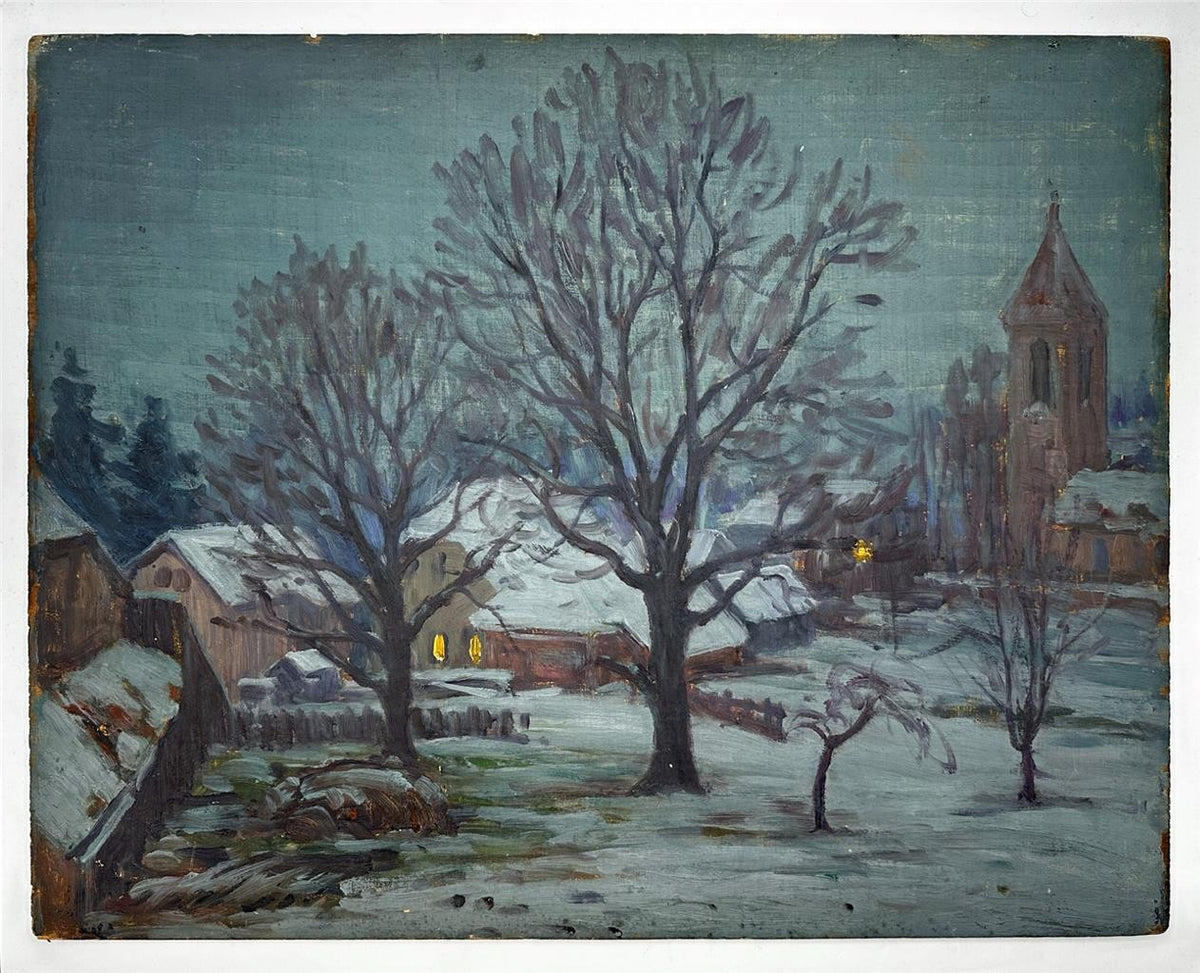 William Samuel Horton (1865-1936) Oil Painting - Impressionist Winter Landscape1