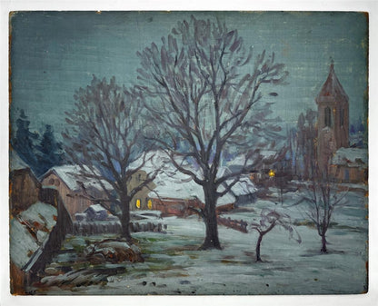 William Samuel Horton (1865-1936) Oil Painting - Impressionist Winter Landscape1