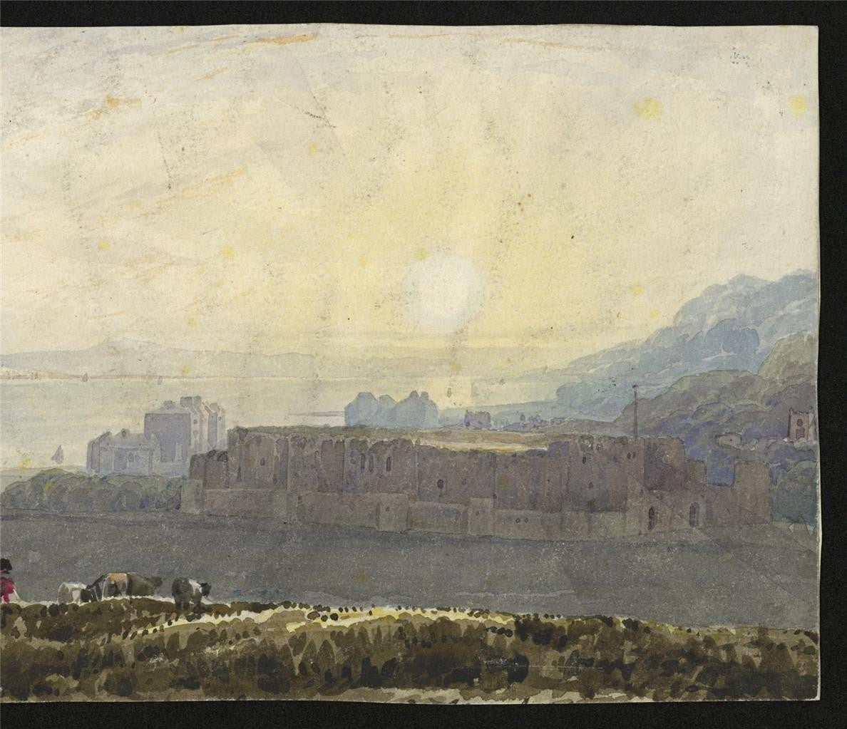 Castle In Landscape - Watercolour Painting - 19th Century4