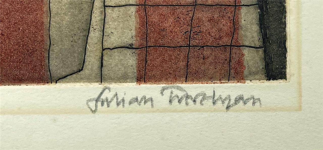 Julian Trevelyan - Pencil Signed Etching With Aquatint - Durham Wharf 19712