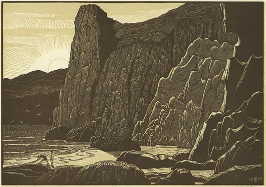 Bernard Sleigh (1872-1954) Pencil Signed Woodcut Lydstep Tenby Wales 19350