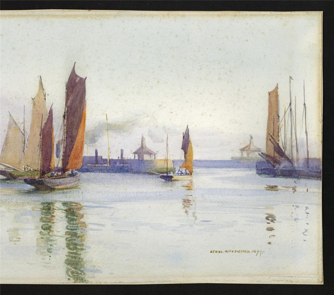 Ethel Kirkpatrick (1869-1966) Watercolour Painting - Boats In Harbour 18977