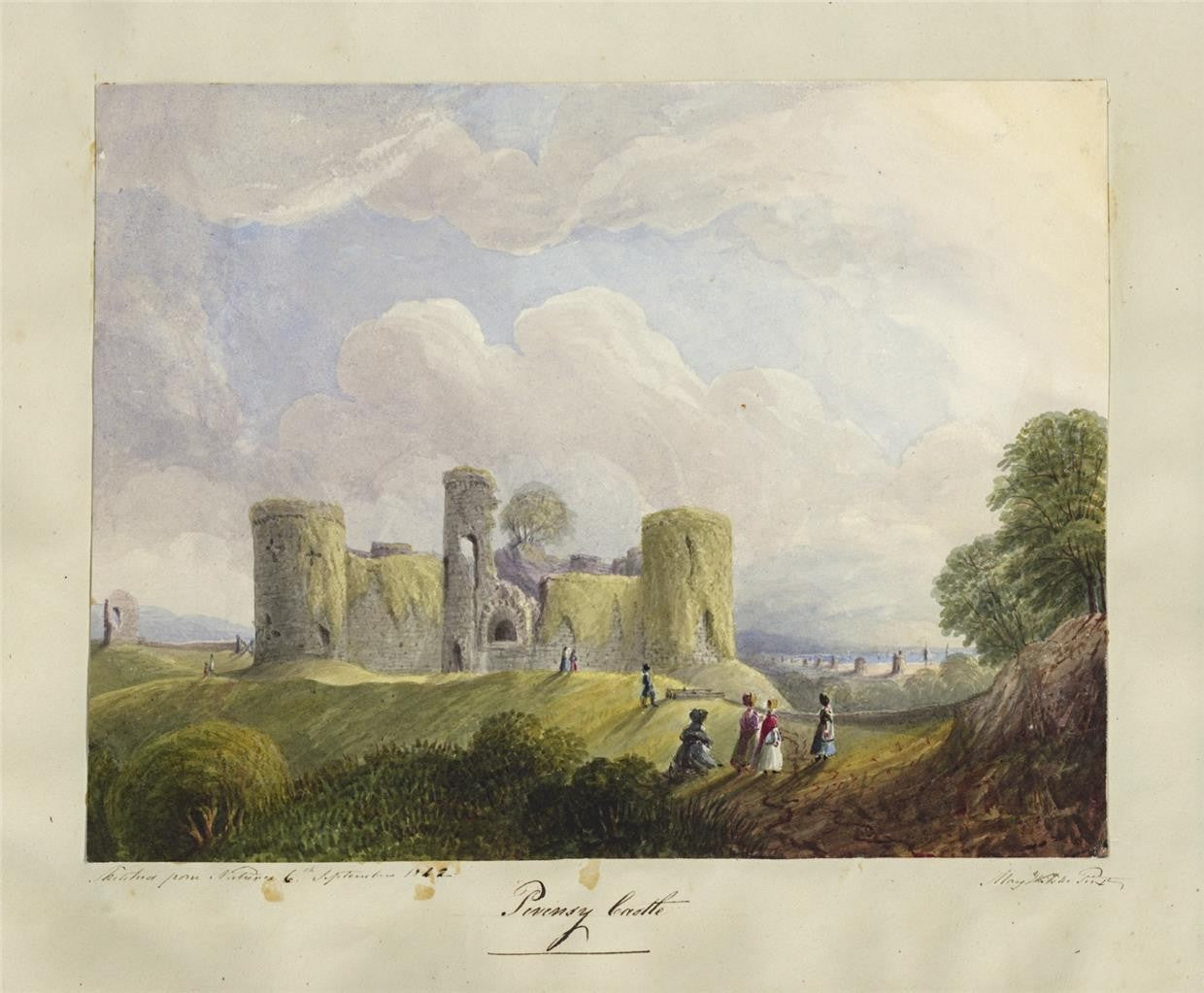Mary Webster (1794-1883) - Watercolour Painting - Pevensey Castle Sussex 18429