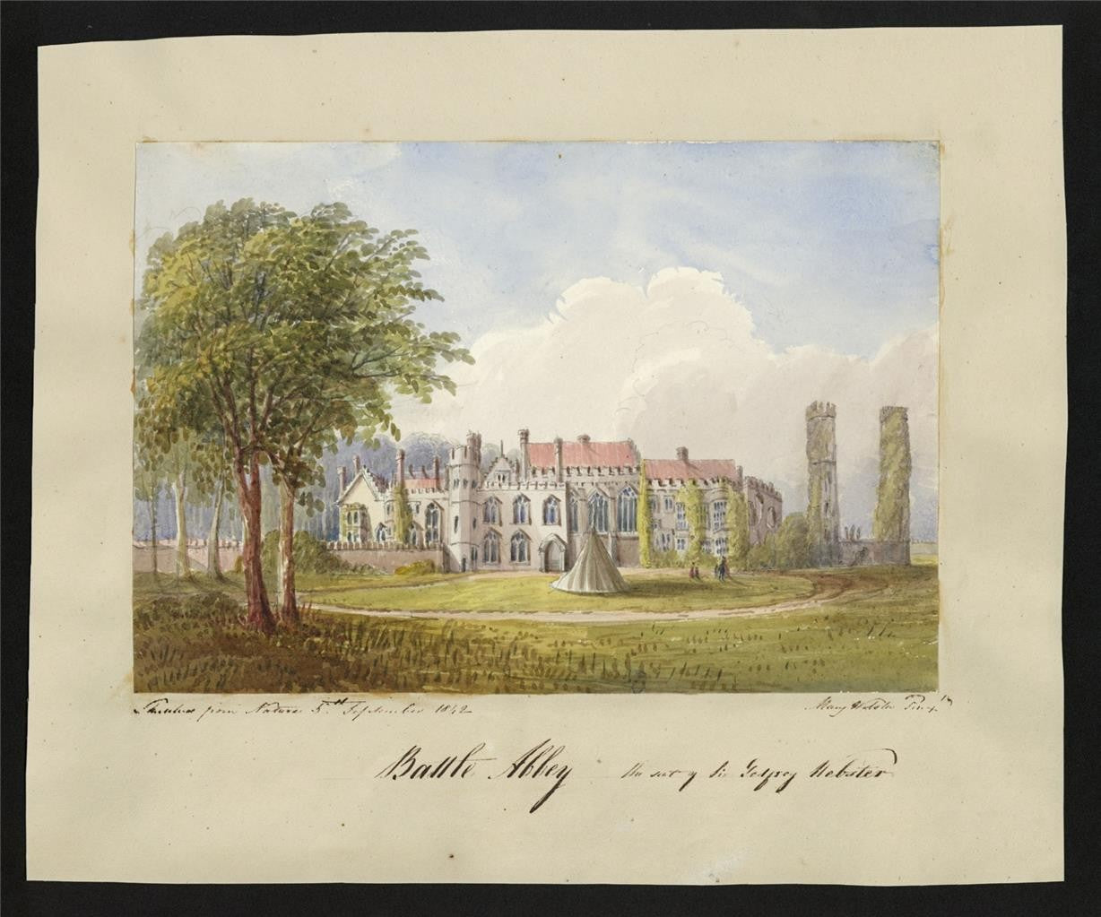 Mary Webster (1794-1883) Watercolour Painting - Battle Abbey 18421