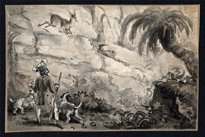 Attributed Samuel Howitt - Small Watercolour Painting - Hunting Scene1