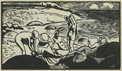 Ludovic-Rodo Pissarro (1878-1952) Pencil Signed Wood Engraving - Baigneuses0