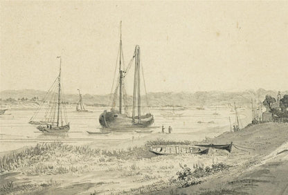 James Wilcox (1778-1865) Watercolour Painting Isle of Dogs Greenwich London 18439