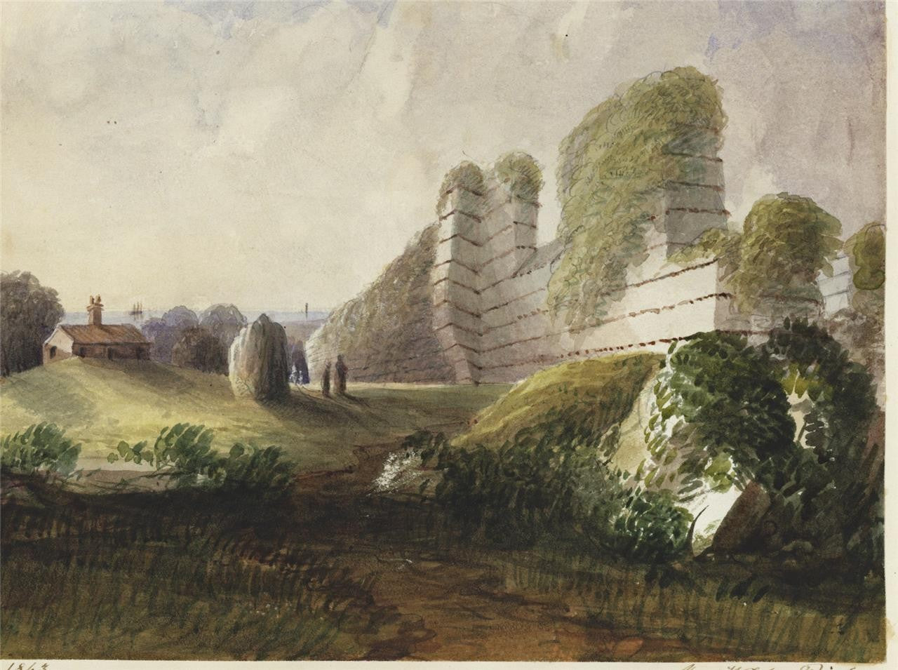 Mary Webster Watercolour Painting Richborough Castle Near Sandwich Kent 18438