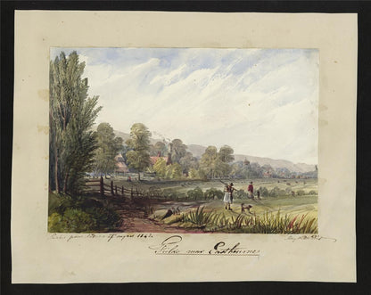 Mary Webster (1794-1883) Watercolour Painting - Fields Near Eastbourne 18421