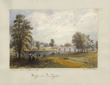 Mary Webster (1794-1883) Watercolour Painting Bridge At Kensington London 18389