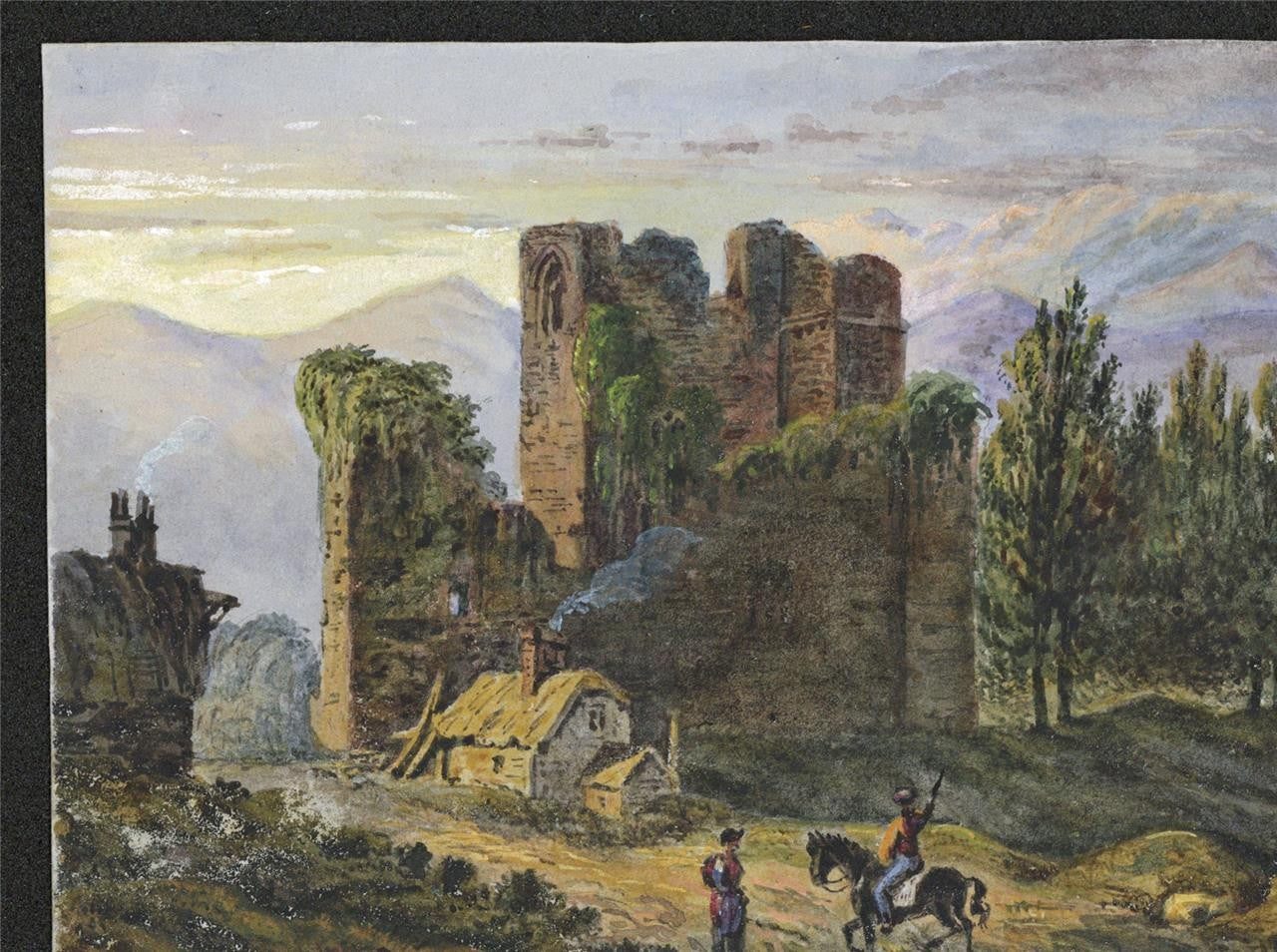 Thirlwall Castle Northumberland - Small Watercolour Painting - 19th Century4