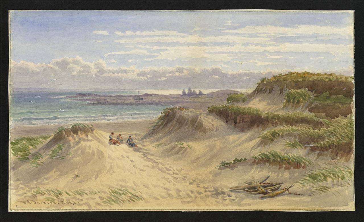 Samuel Phillips Jackson - Watercolour Painting - Sand Dunes Coastal Landscape1