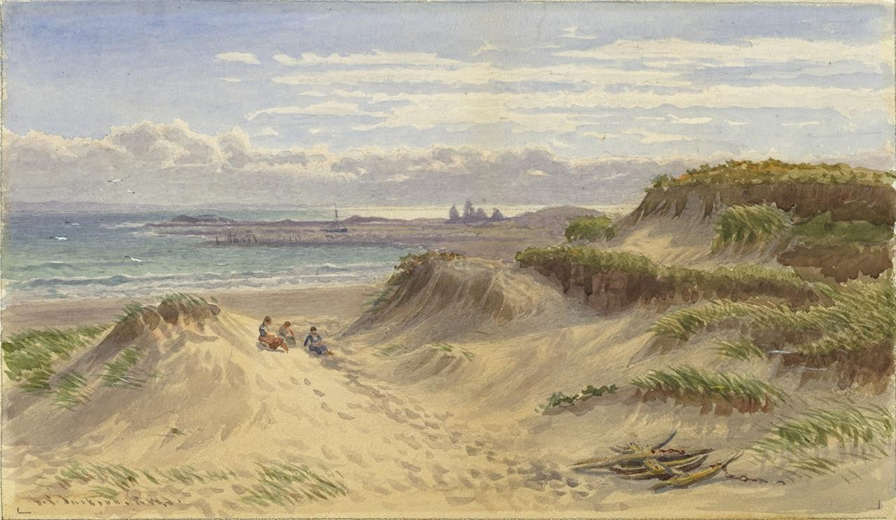 Samuel Phillips Jackson - Watercolour Painting - Sand Dunes Coastal Landscape0