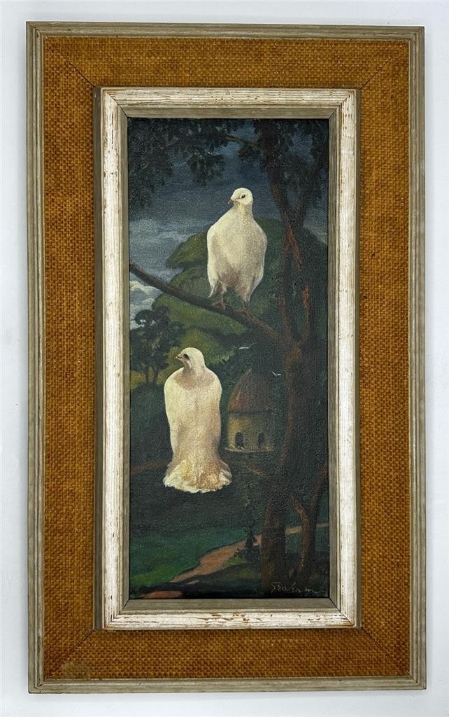Kenneth Graham F.R.S.A Oil Painting - Doves At Holly Bush - Datchworth1
