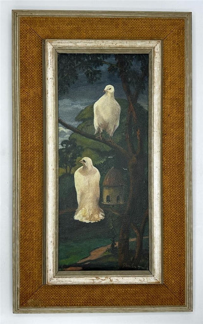 Kenneth Graham F.R.S.A Oil Painting - Doves At Holly Bush - Datchworth1