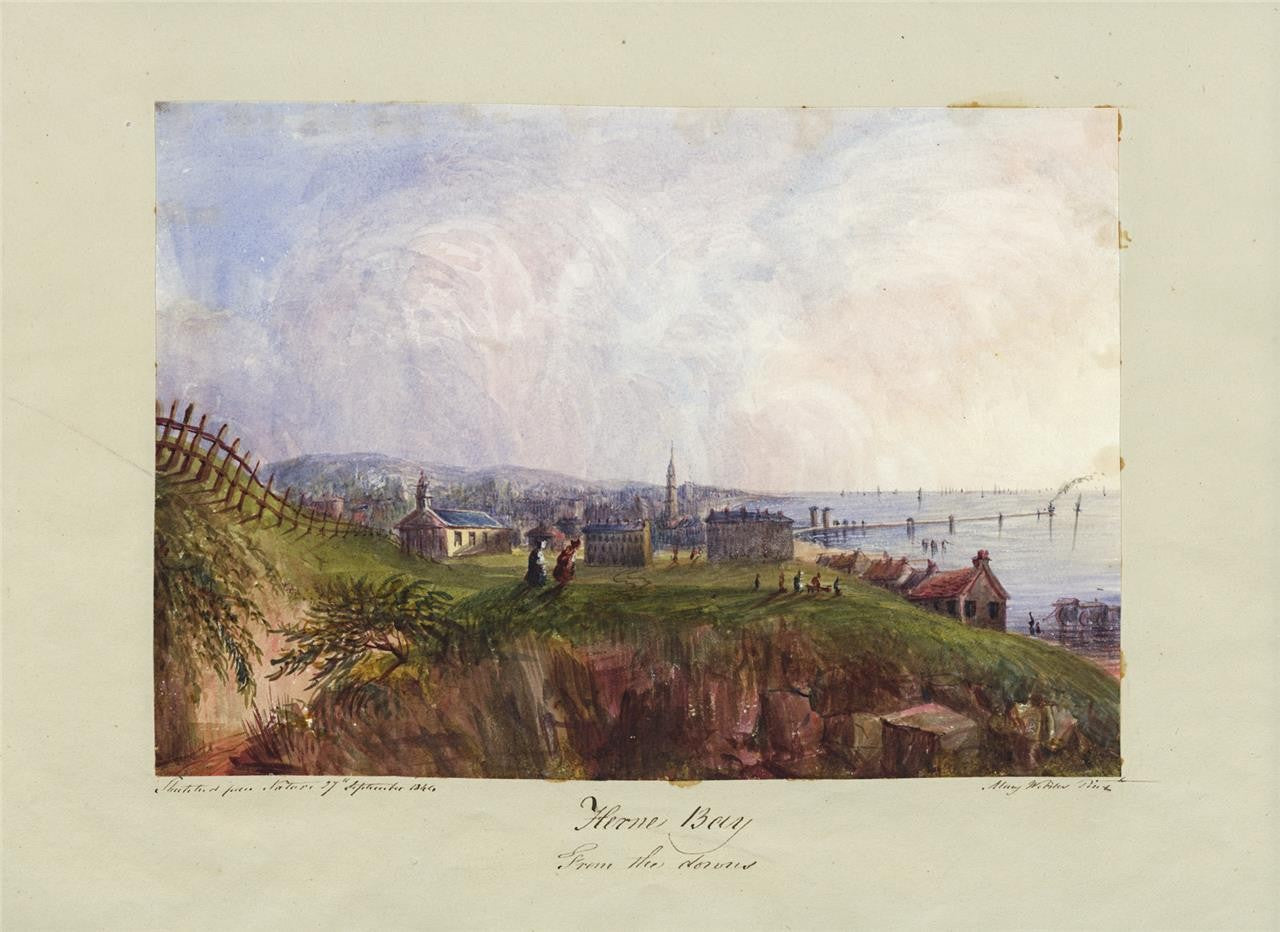 Mary Webster Watercolour Painting Herne Bay From The Downs - Kent - 19th Century8