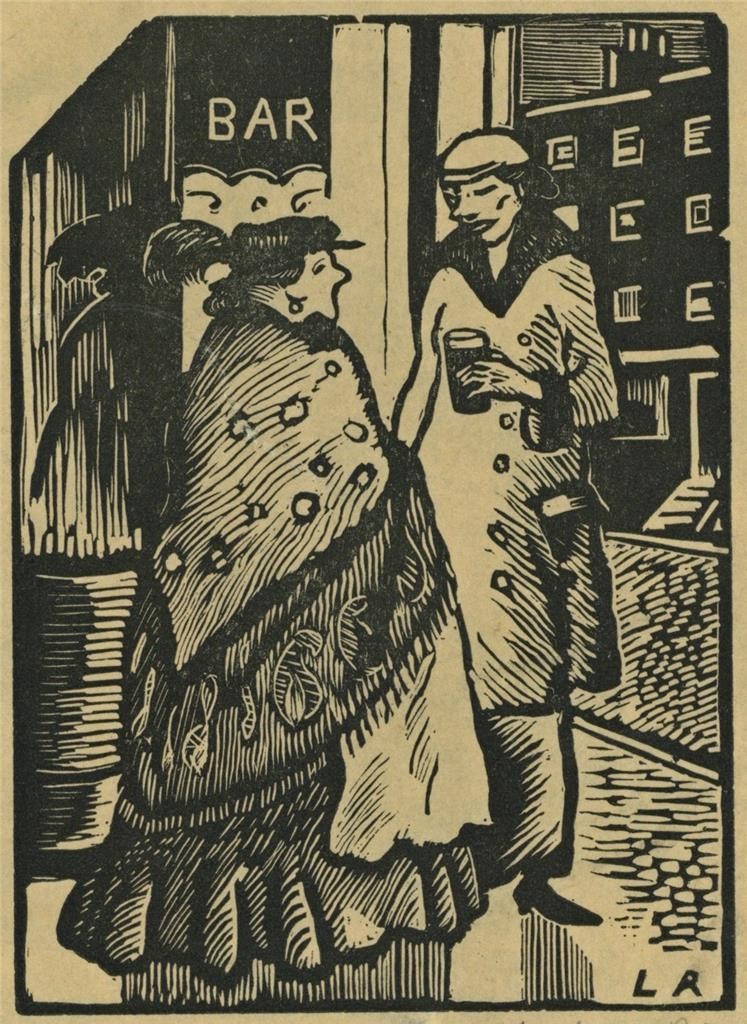 Ludovic-Rodo Pissarro (1878-1952) Signed Wood Engraving - Two Woman At A Bar0