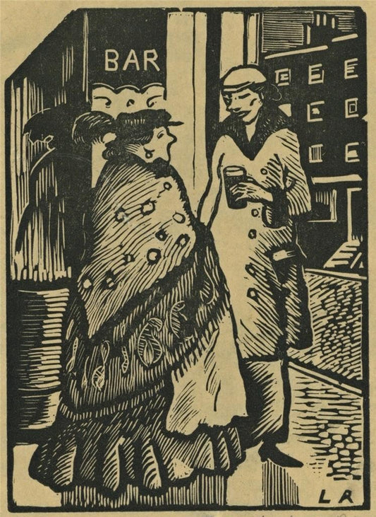 Ludovic-Rodo Pissarro (1878-1952) Signed Wood Engraving - Two Woman At A Bar0