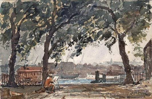 Frederick Charles Winby Watercolour Painting - Artist On Riverbank Maybe London0
