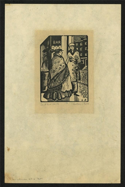 Ludovic-Rodo Pissarro (1878-1952) Signed Wood Engraving - Two Woman At A Bar1