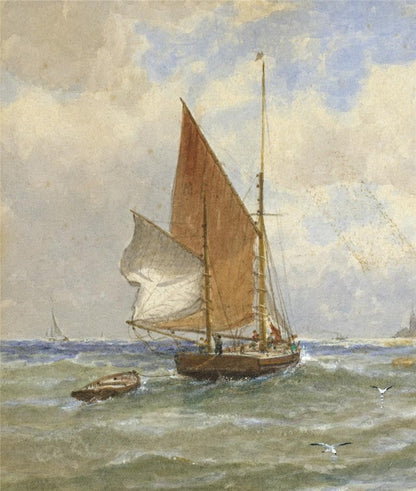 George Stanfield Walters (1838-1924) Watercolour Painting Boats Off Coast5