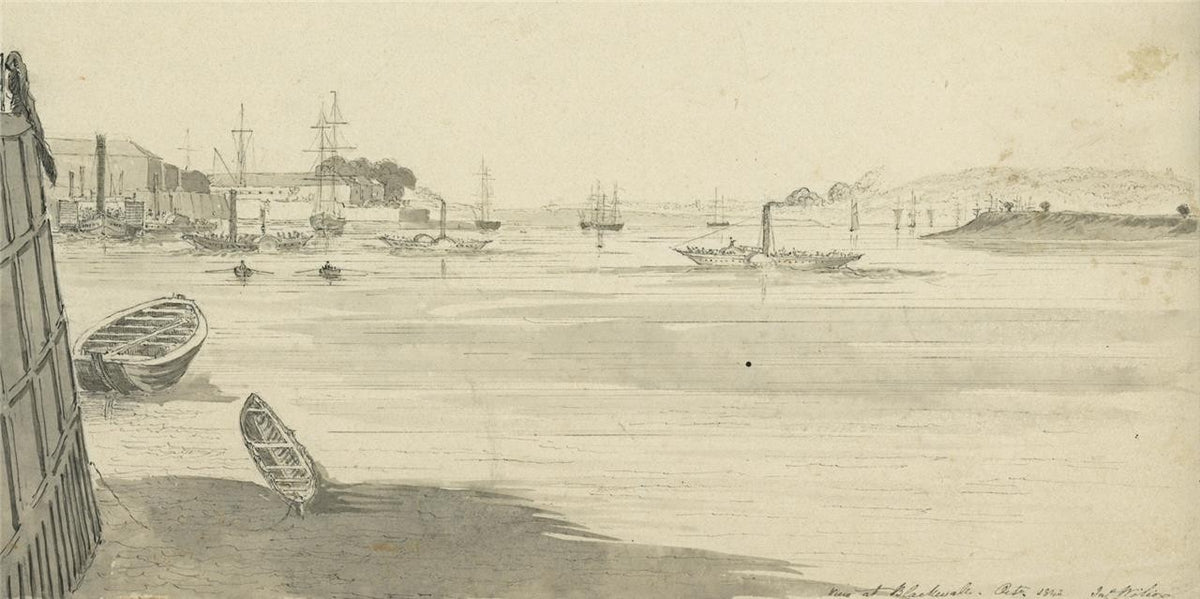 James Wilcox (1778-1865) Watercolour Painting - Blackwall London 1843 - Thames4