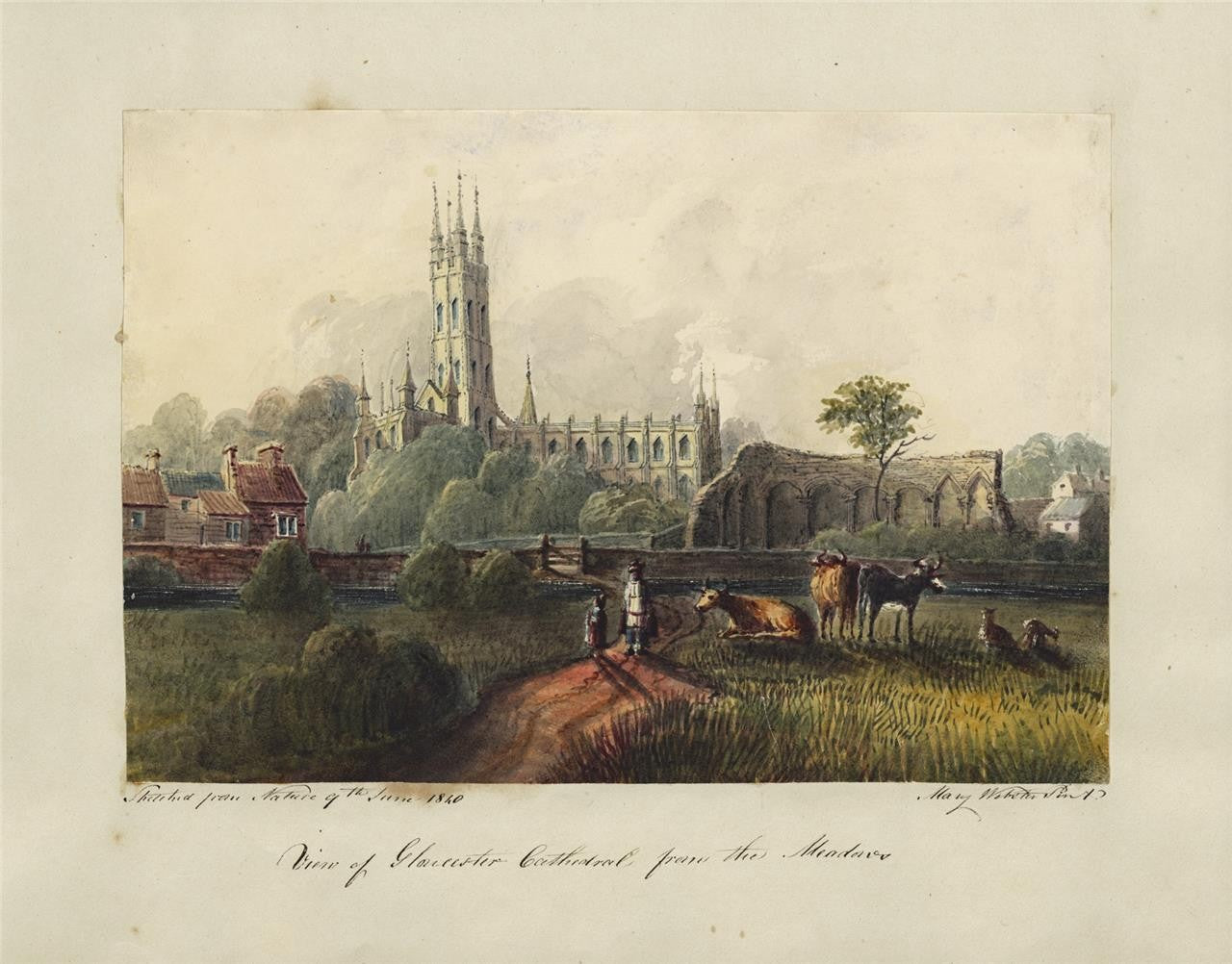 Mary Webster (1794-1883) Watercolour Painting Gloucester Cathedral 18407
