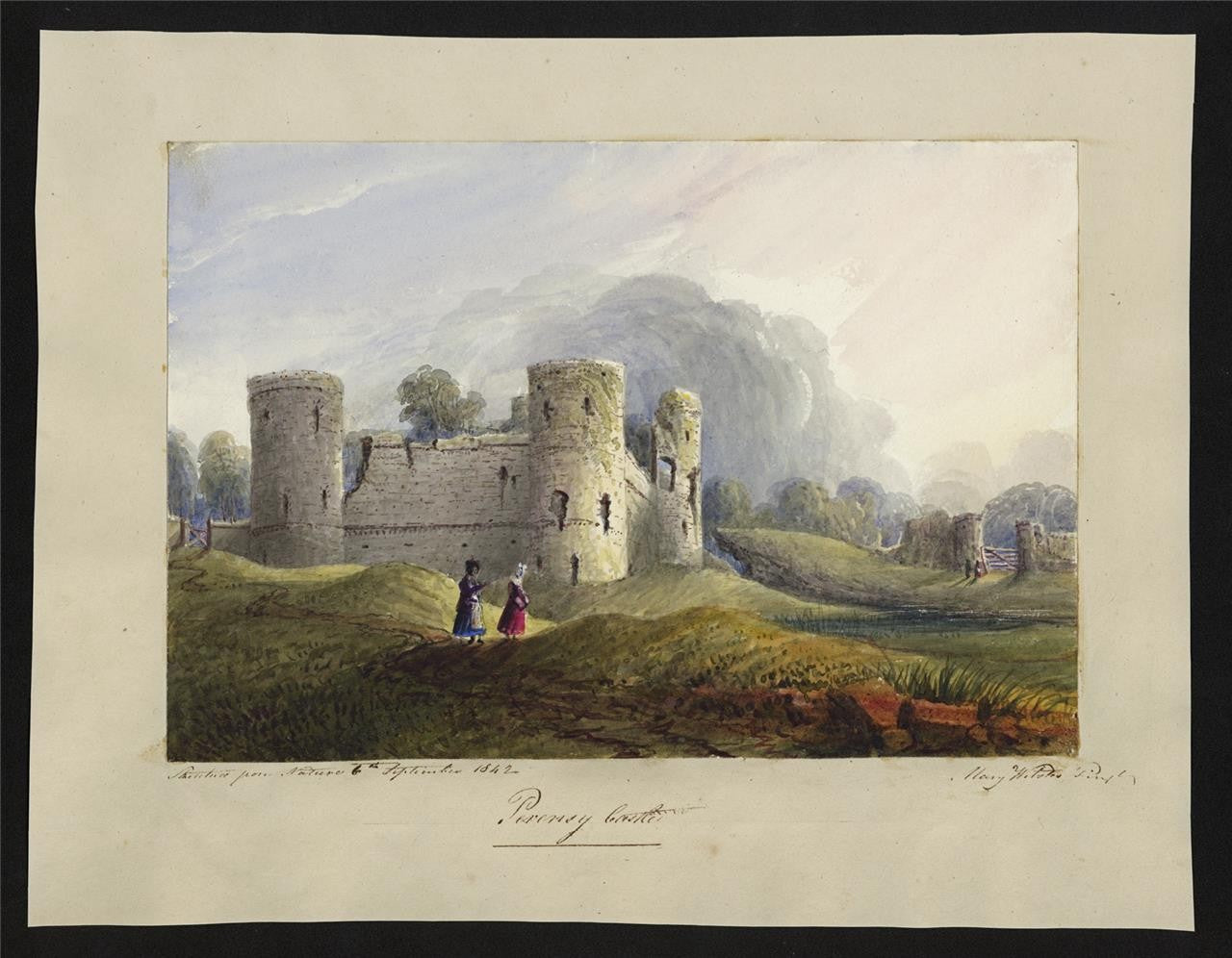 Mary Webster (1794-1883) - Watercolour Painting - Pevensey Castle Sussex - 18421