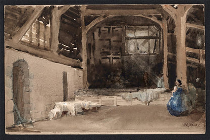 Frederick Charles Winby (1875-1959) - Watercolour Painting - Lady In Barn Scene3