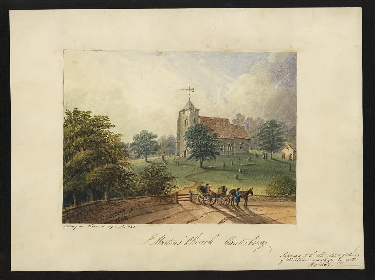 Mary Webster (1794-1883) Watercolour Painting St Martin's Church Canterbury 18431