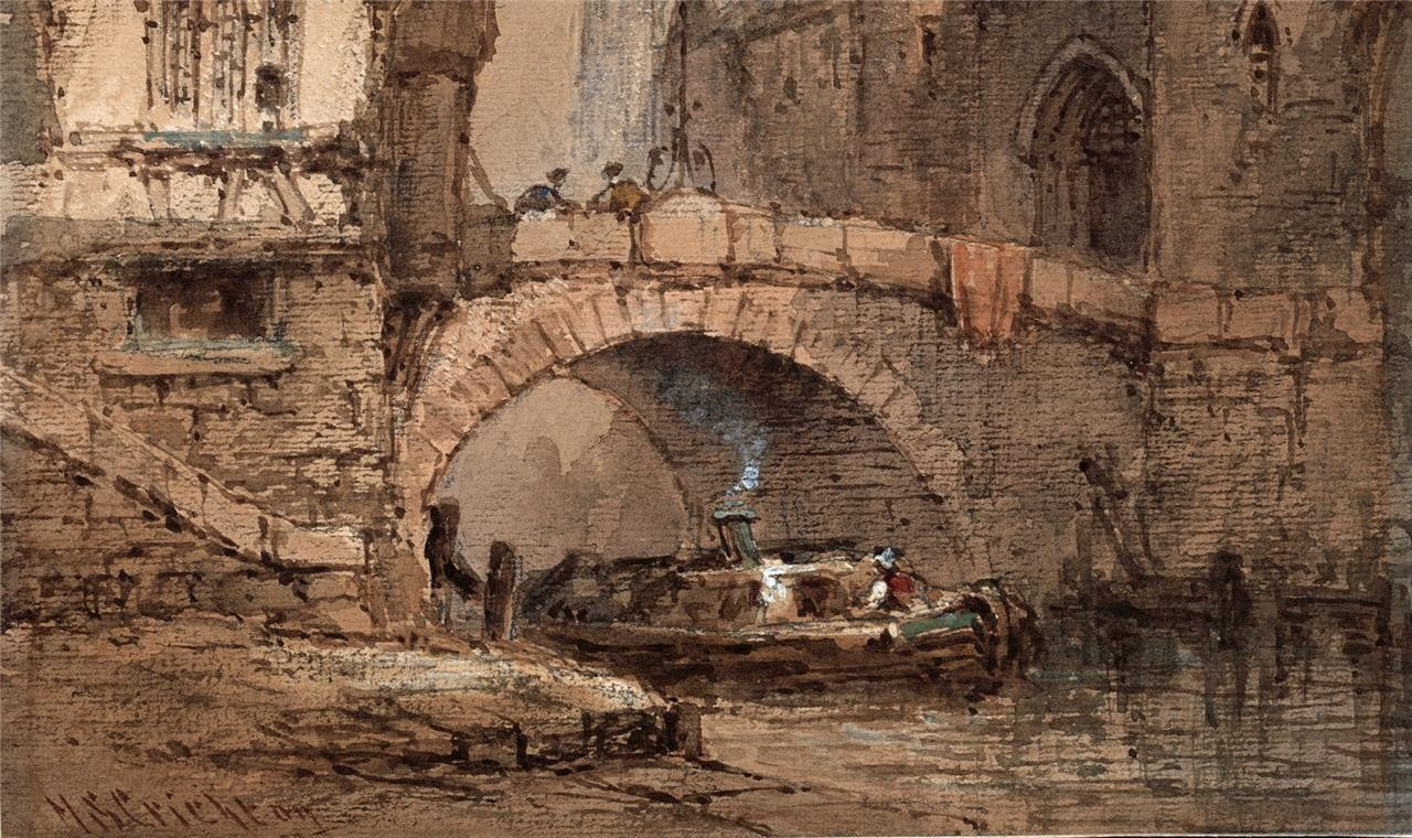 Neil Stuart Crichton (1854-1913) Watercolour Painting - European Street Scene3