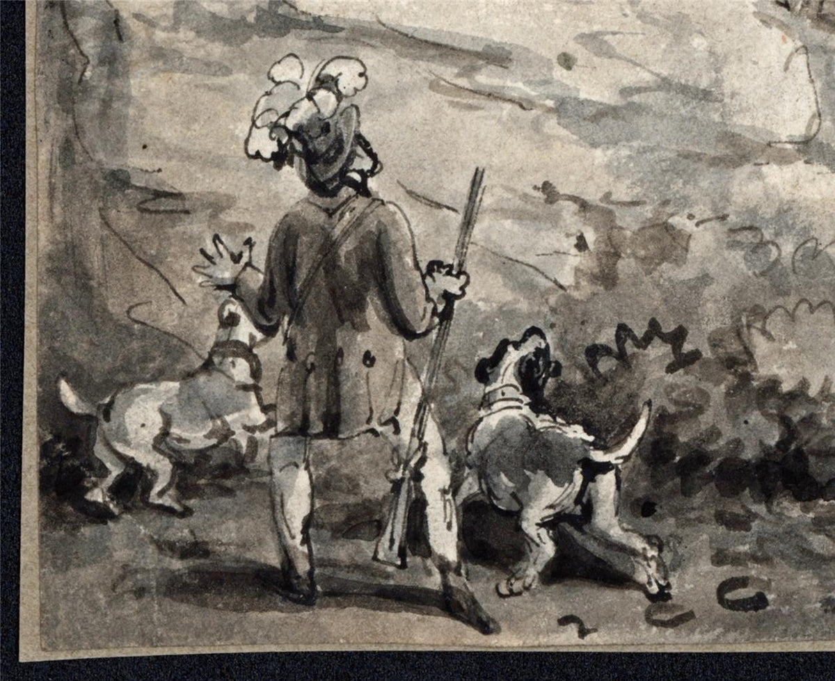 Attributed Samuel Howitt - Small Watercolour Painting - Hunting Scene2